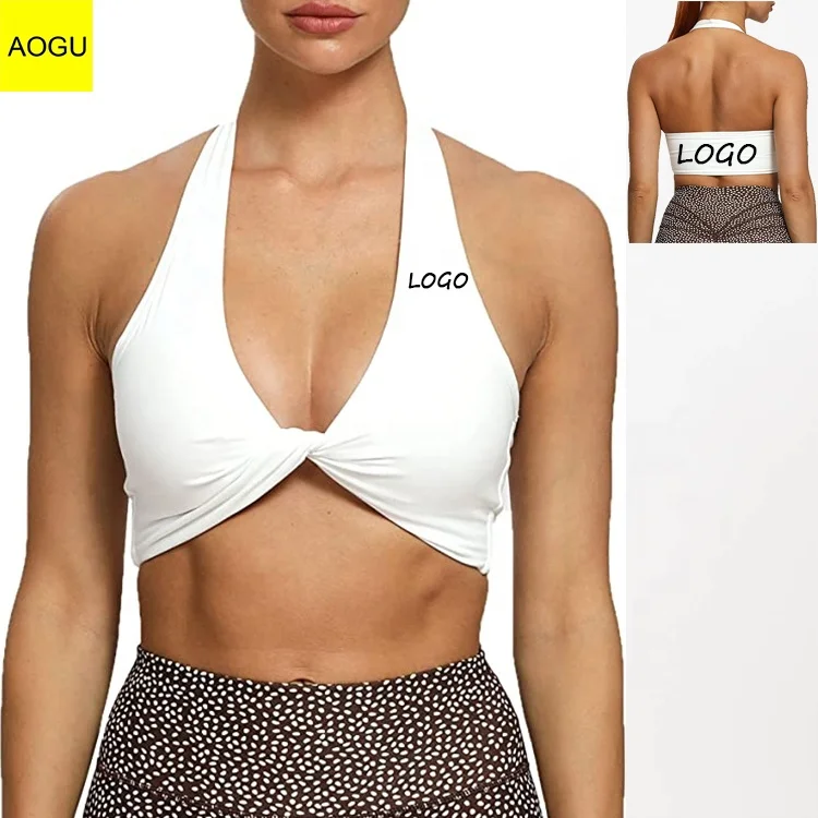 Custom Twisted Front Shockproof yoga Bra Fashion high impact gym adjustable backless Sports bra for women