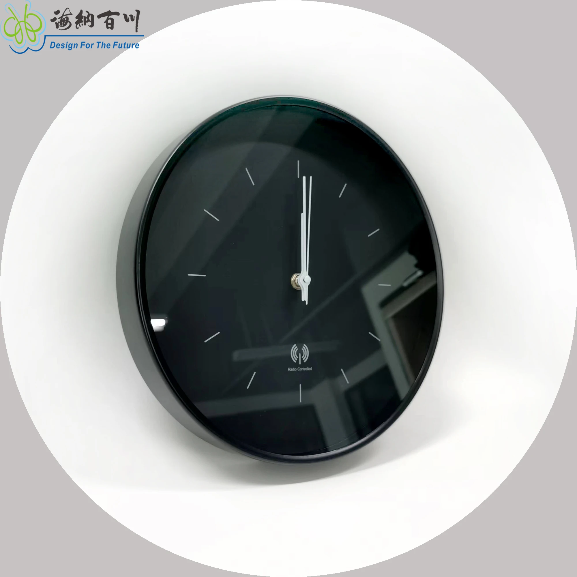 Contemporary 30CM Stainless Steel Digital Wall Clock Abstract Pattern RC Quartz Clock for Living Room Needle Display Cound Shape