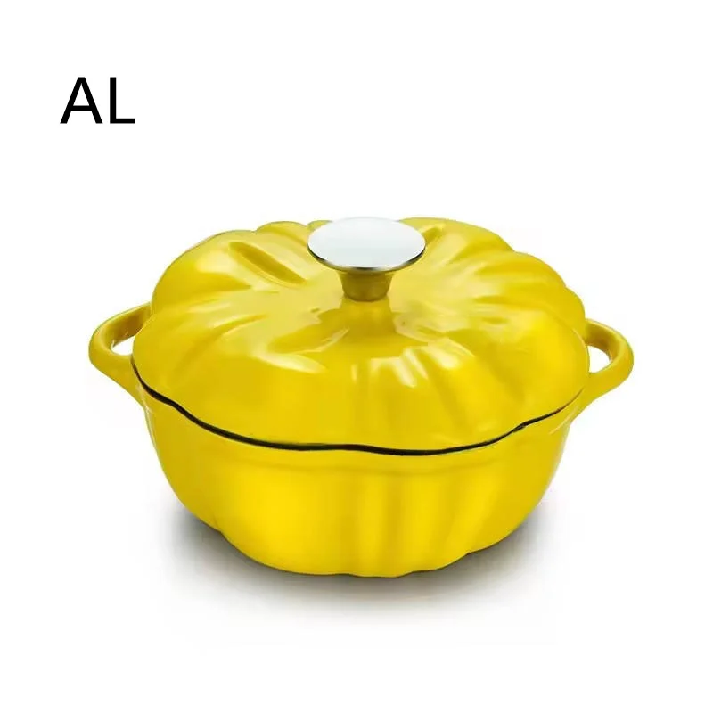 Cast Iron Pot Pumpkin Enamelled Stew Soup Pot Multi-Purpose Healthy Cast Set Iron Cookware sauce pot with Steel Knob