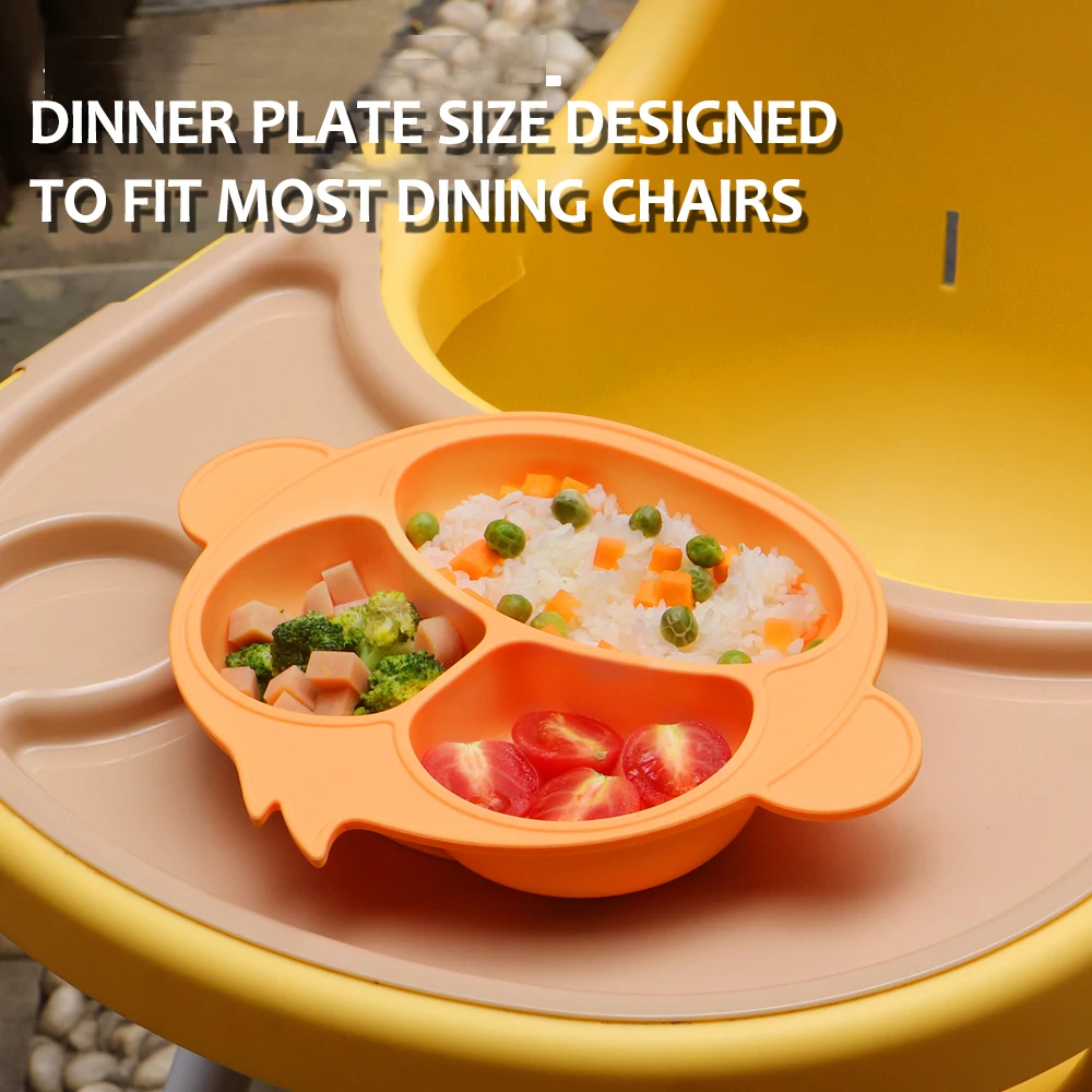 Baby Essential Baby Eat Unspill Animal Silicone Bowl Dinner Plate Feeding Set