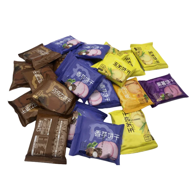 Corn flavor, purple potato flavor, and taro flavor and chocolate cream flavour biscuit