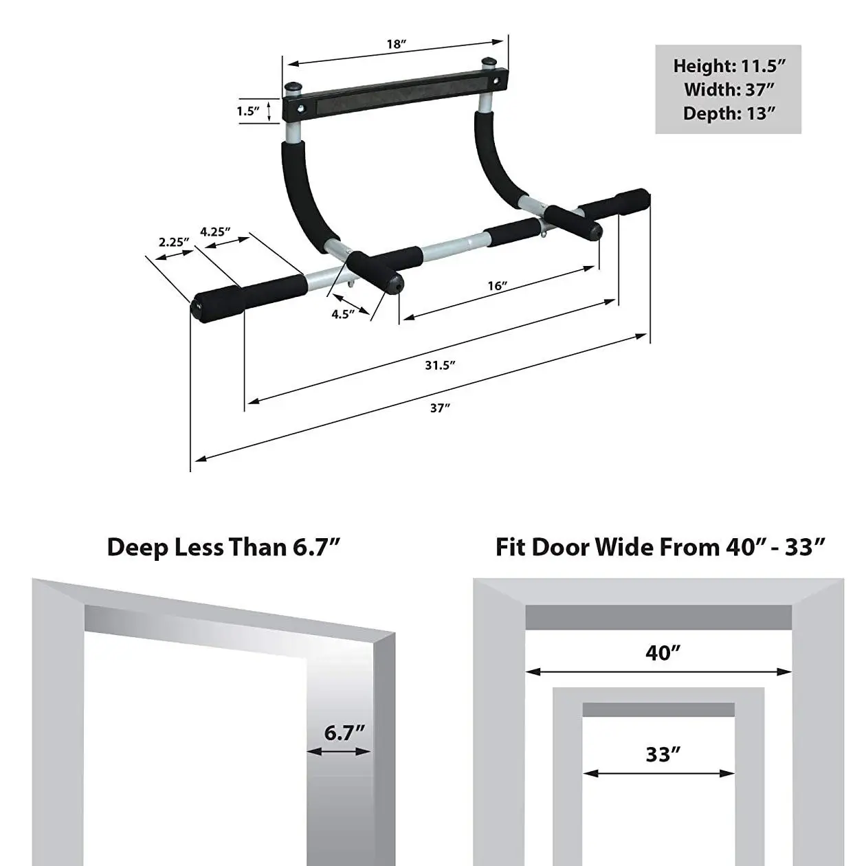 MKAS Calisthenics Custom Door Home Gym Workout Chin Up Bar Multifunction Wall Mounted Doorway Pull-Up Bar Portable Pull Up Bar