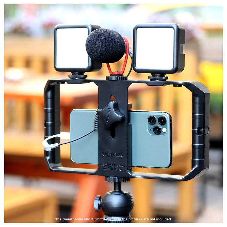 Ulanzi Smartphone Vlog Kit Accessories, Smartphone Video Rig+Mini Led Light+Sairen Microphone VM-Q1