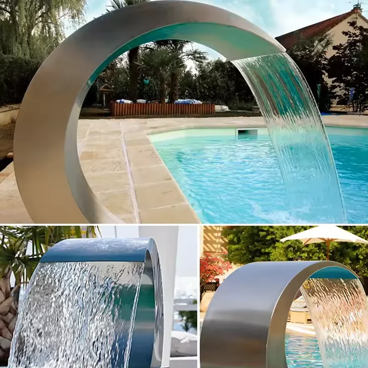 Arc Hook Acrylic Swimming Pool Fountain Waterfall Water Cascade with Led Light