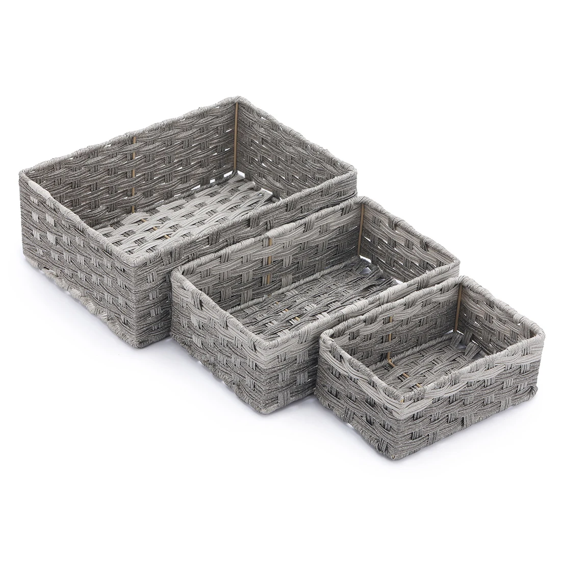 Прямоугольная пластиковая корзина для хранения из ротанга