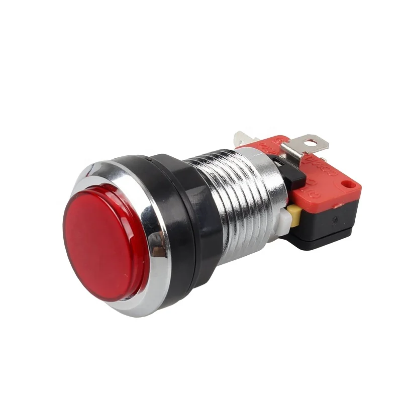 Mini waterproof silver chrome LED push button switch for mario kart arcade machine Mame Jamma