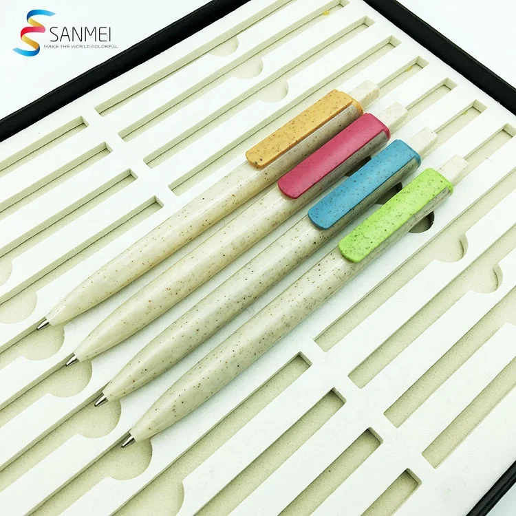 Environmental protection material promotional customized artwork souvenir eco friendly wheat straw pen for gift giving
