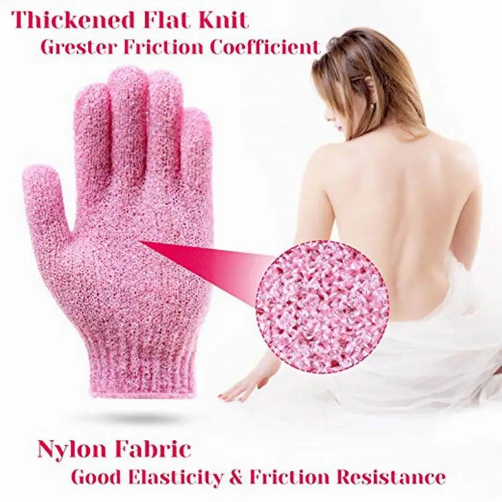 Custom Nylon Five Fingers Mitt Massage Dead Skin Remover Body Exfoliator Gloves Body Scrubber Shower Exfoliating Bath Gloves