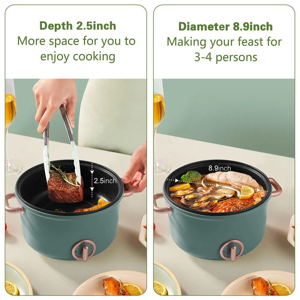 Hytric electric hot pot 2.5L portable non-stick coating frying pan dual power control multi-function rice