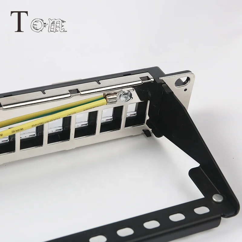  TOM-P-09 19 '1U STP пустой патч-панель 24 порта со шторкой для RJ45 keystone jack Телеком общение с адвокатского сословия задней части ''1U пустая затвором Телекоммуникация