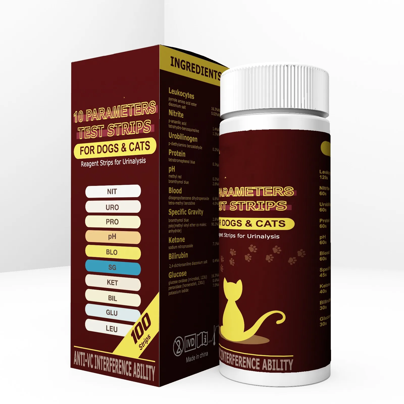 Медицинские ветеринарные полоски для мочи 10 параметров набор быстрого тестирования животных