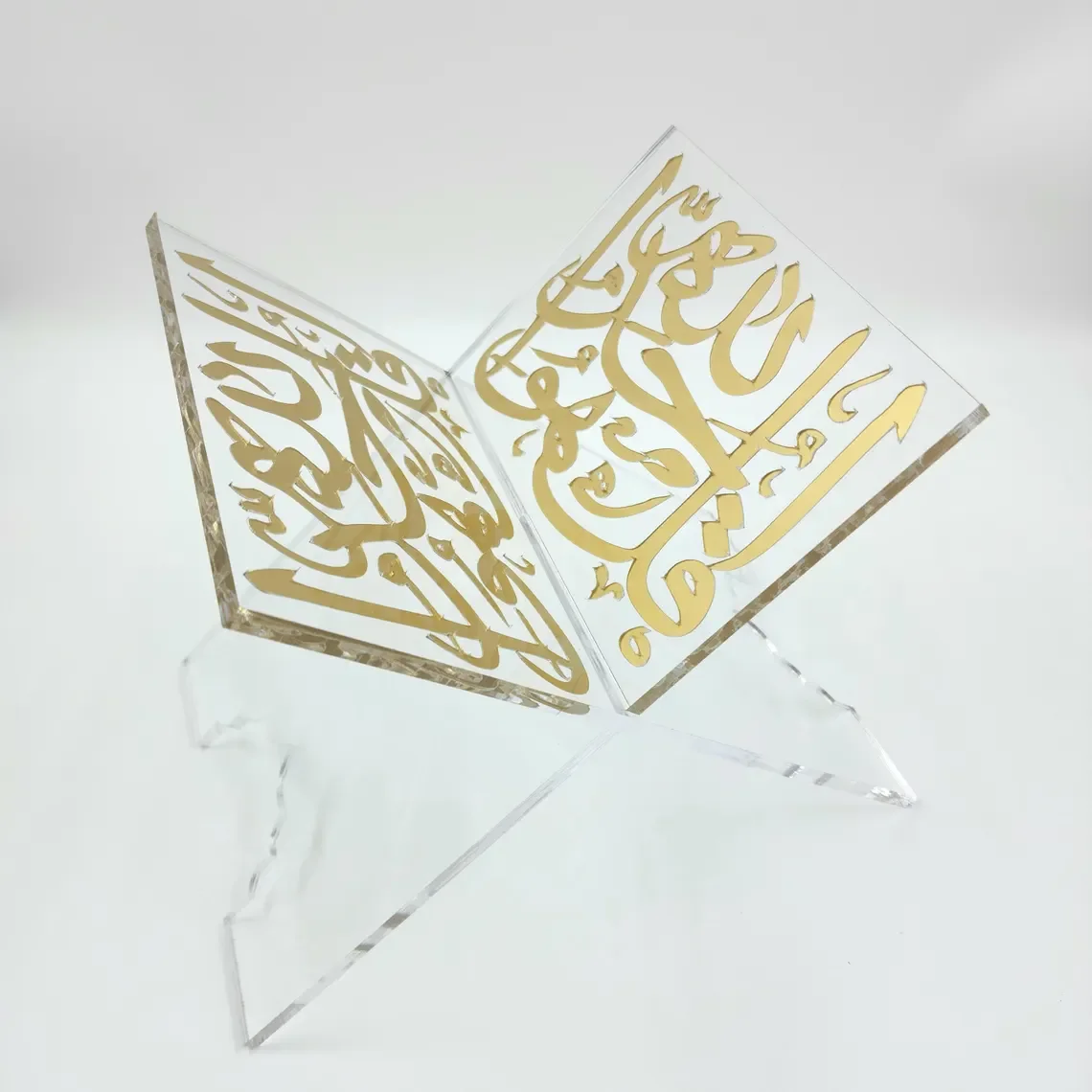 Custom X shaped Quran Stand Perspex Mini Display Easel Clear Quran Holder Acrylic Book Stand