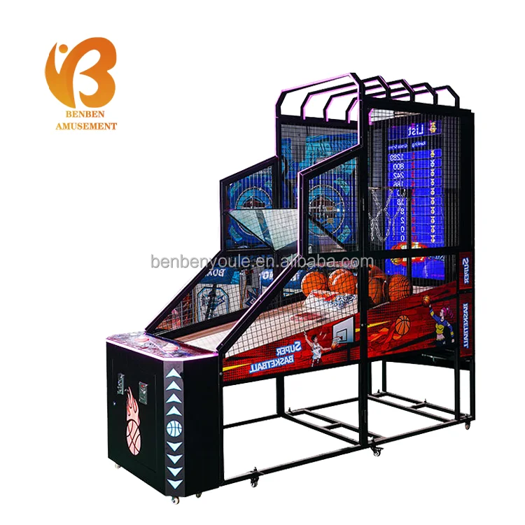 Commercial Upright Coin Operated Foldable Street Basketball Shooting Machine For Recreational Training