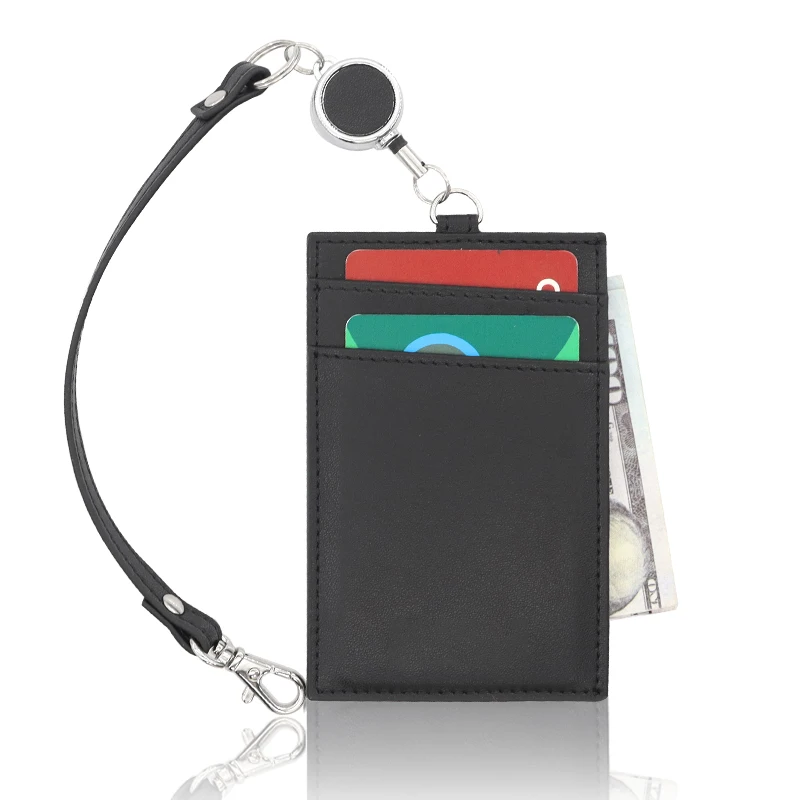 Wholesale leather id badge holder certificate card holder slim leather badge card holder