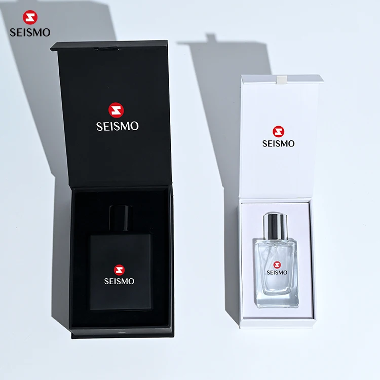 Custom Luxury Rigid Paper Magnetic Closure Mdf Book Shaped Style Scent Empty Perfume Gift Packaging Box