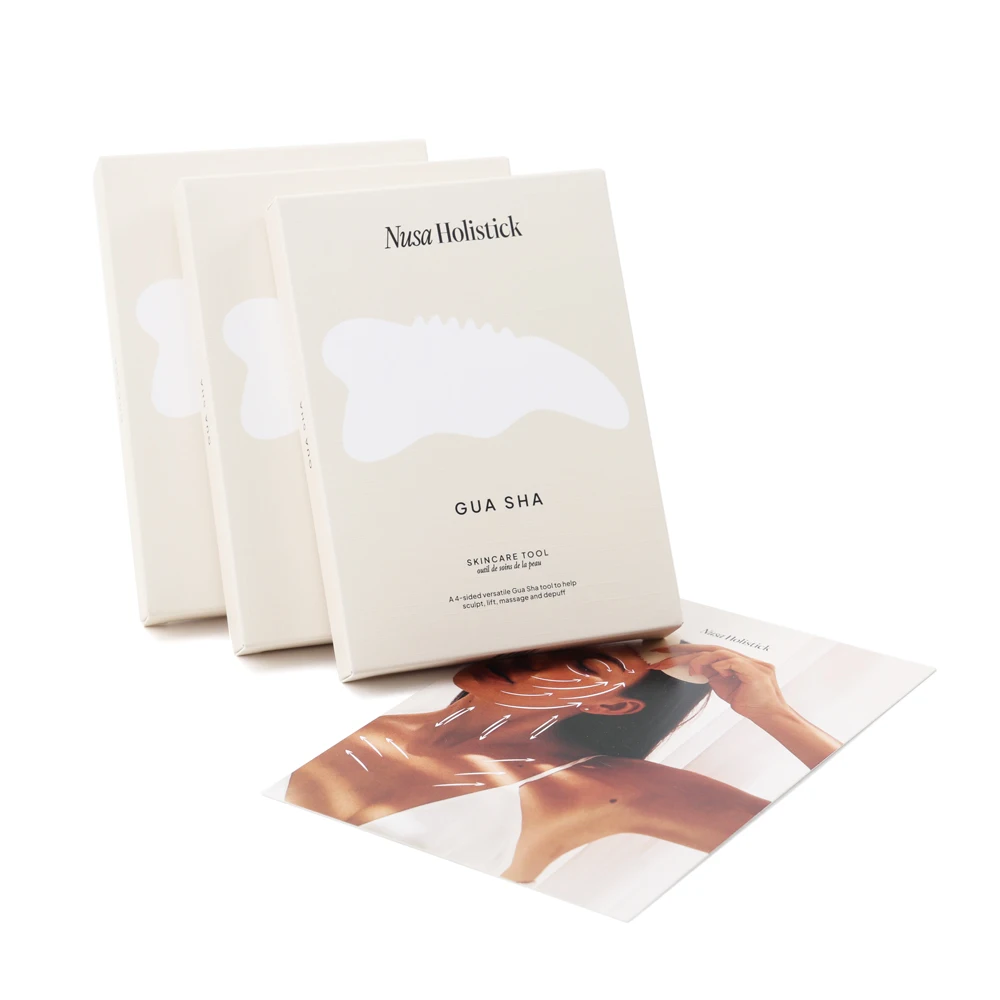 custom logo cardboard gua sha set box for cosmetic brushes tools packaging lotion serum women skin care products packing box