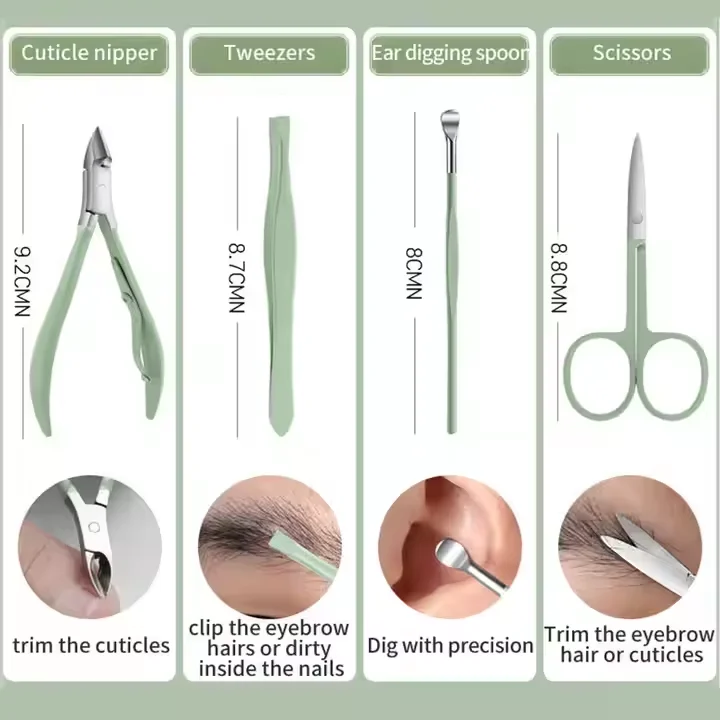 UUYP Custom OEM 7PCS 10PCS 18PCS Professional Stainless Steel Nail Clipper Travel White Grooming Kit Manicure & Pedicure set
