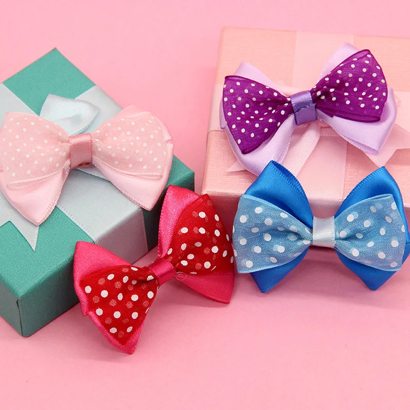 Four ears double bow chiffon ribbon bow handmade ribbon bow