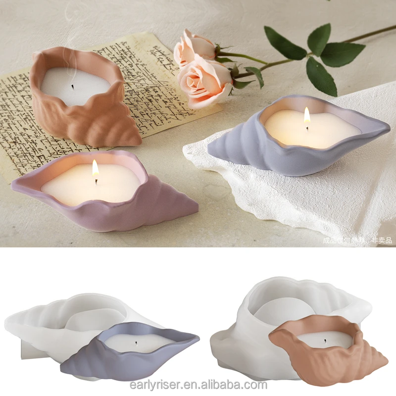 Early Riser DIY Resin Conch Storage Box Table Aromatherapy Candle Cup Gypsum Flower Pot Flower Silicone Mould