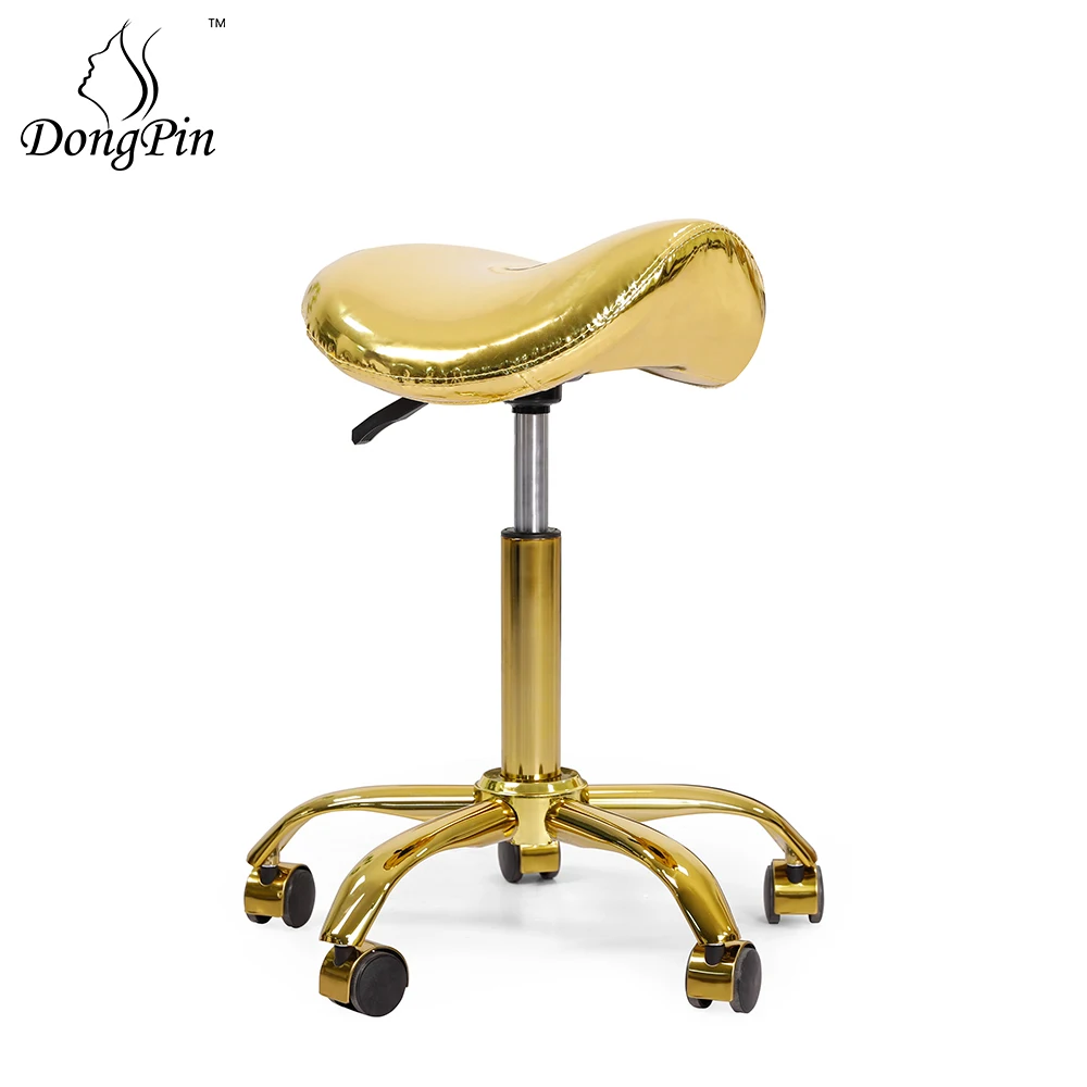 Golden Hydraulic Saddle Rolling Adjustable Height Master Chair Swivel Salon Stool
