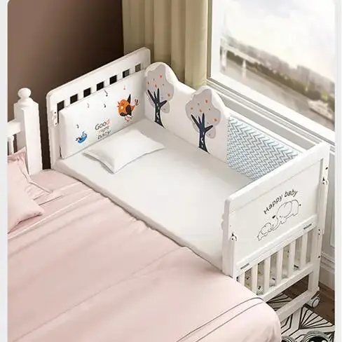 The newest type natural wooden extensiable baby crib baby sleigh bed cots