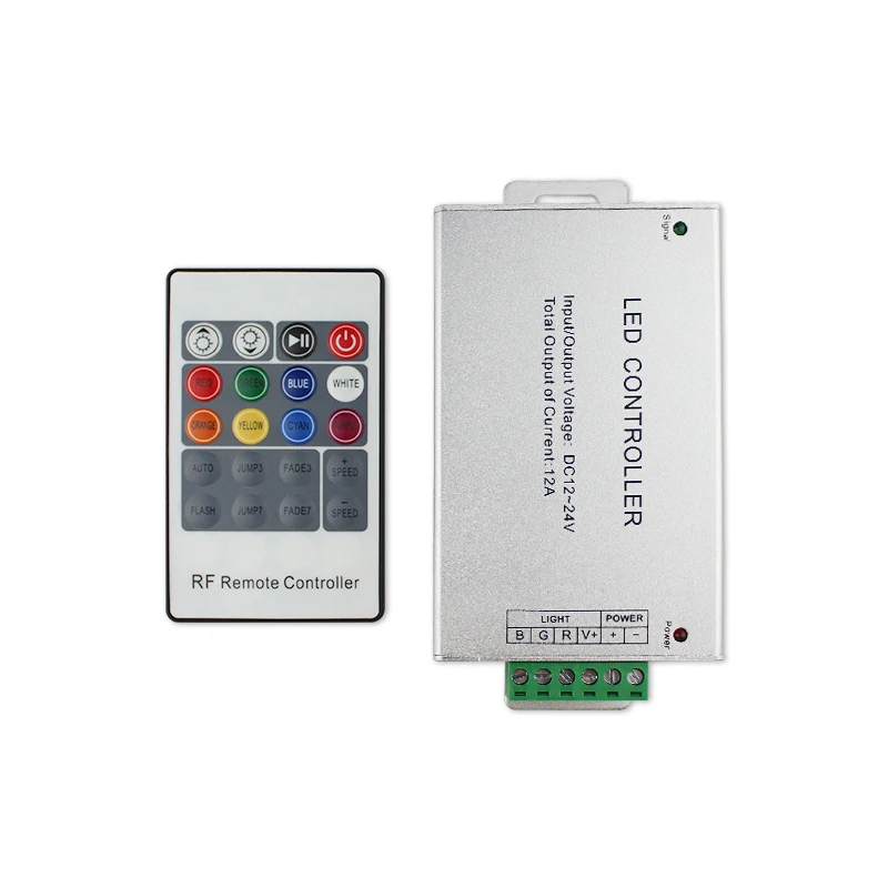 Multi Color Led Light Controller Rf 20Keys Remote 12A 24A Aluminum Shell Dc12V-24V Rgb Led Controller