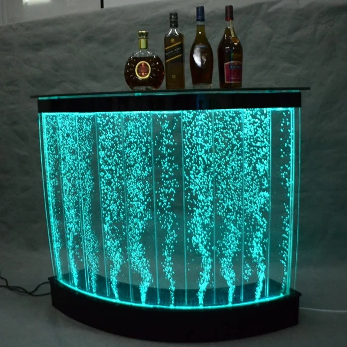 Foshan commercial acrylic night club water bubble wall led bar table dj counter design