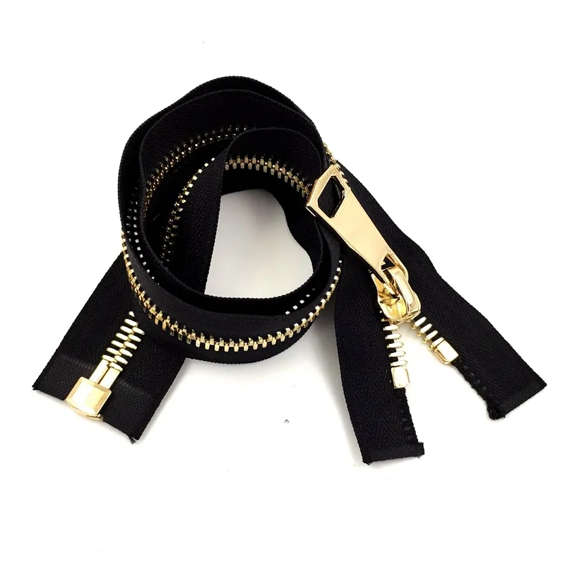 Manufacturer Low Price Custom Clothing Bag 3# 5# 8# Brass YG Open End Close End Metal Zipper Semi Auto Lock Slider