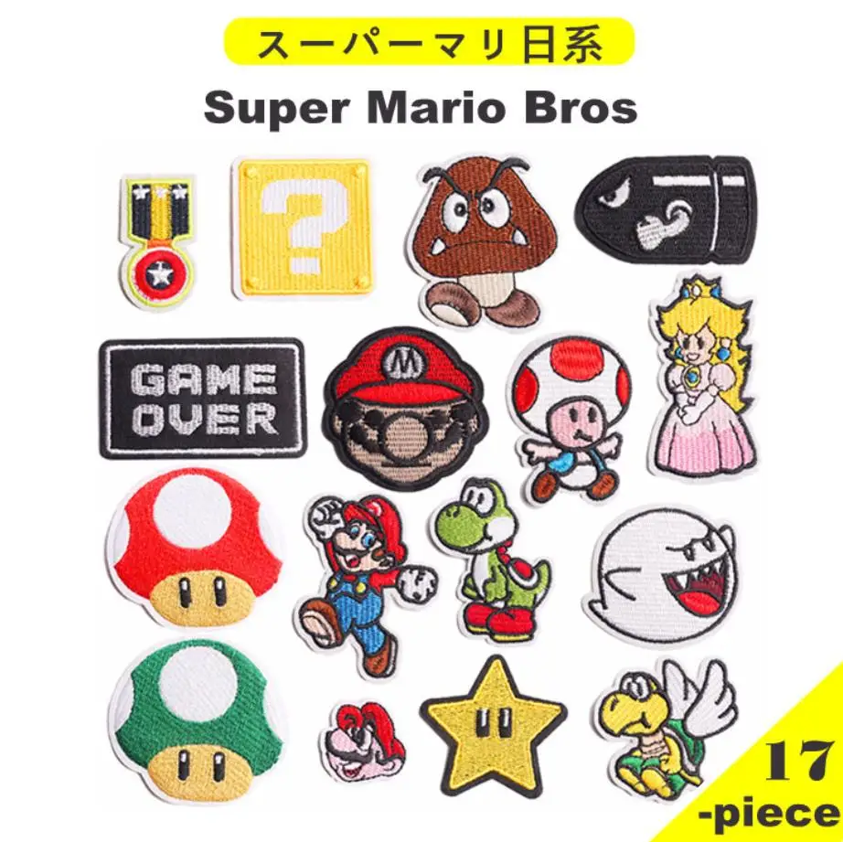 Hot Selling Melt Iron on Sew Back Mario Embroidery Woven Patches for