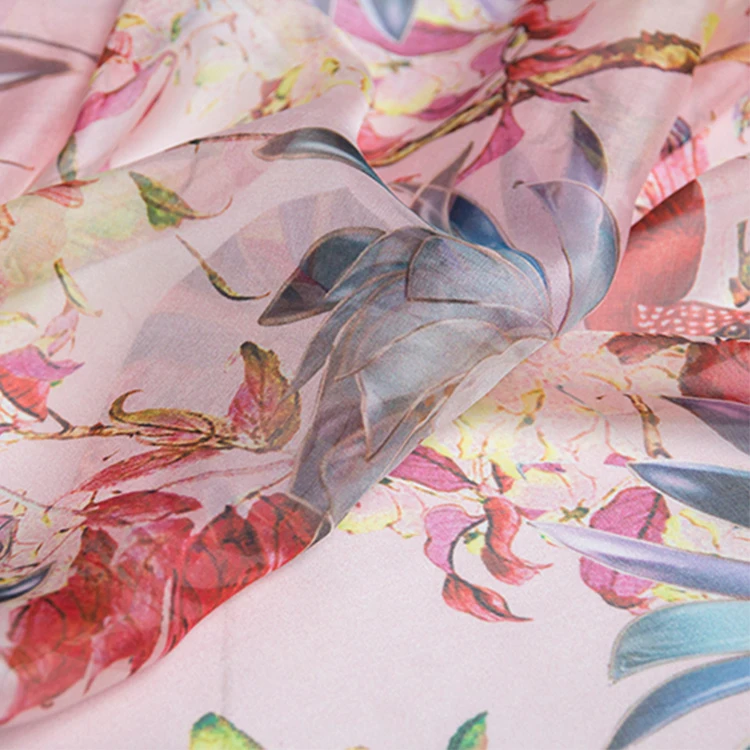 Custom Printed 100% Silk Chiffon Fabric Soft Comfortable Cool Dress Fabric