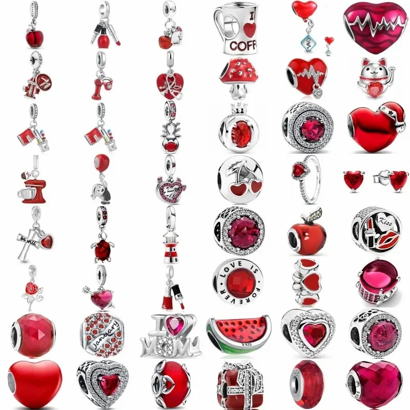 Новый прекрасный красный серии Apple Heart арбуз машина Крест Подвеска подходит оригинальный браслет DIY Аксессуары
