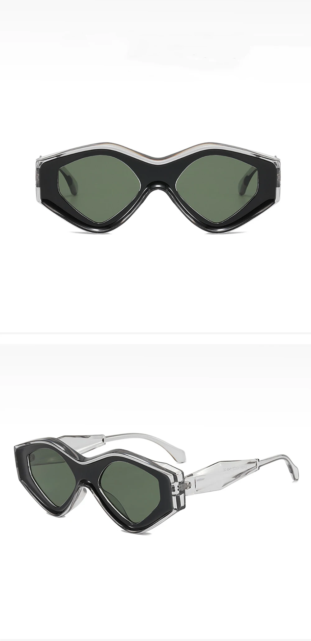 Fashion Polygon Irregular Sunglasses Women Vintage Double Color Uv400 Men Trending Cat Eye Sun Glasses