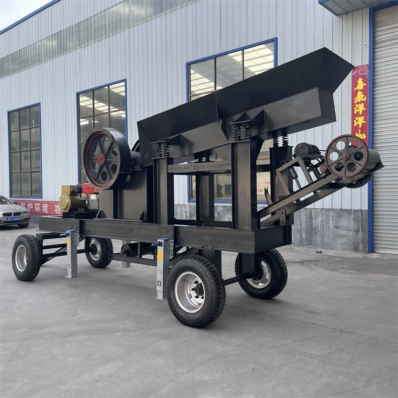 High quality manufacturer diesel engine pe250x400 stone jaw crusher machine with screen