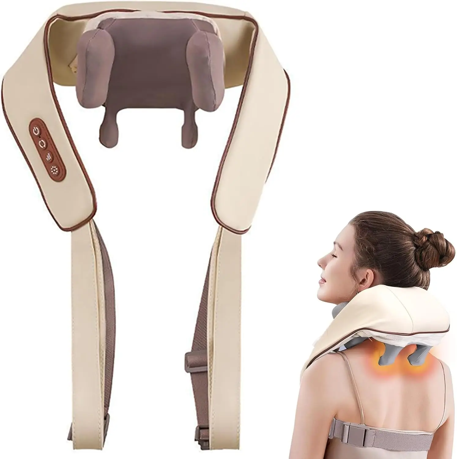 Shiatsu Back and Neck Massager with Heat Wearable Electric Deep Tissue Kneading Massage Leg and Shoulder Massager for Women Men