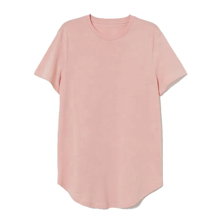 Wholesale Blank Pima Cotton T-shirts Custom Logo Scoop Bottom Hem T-shirt