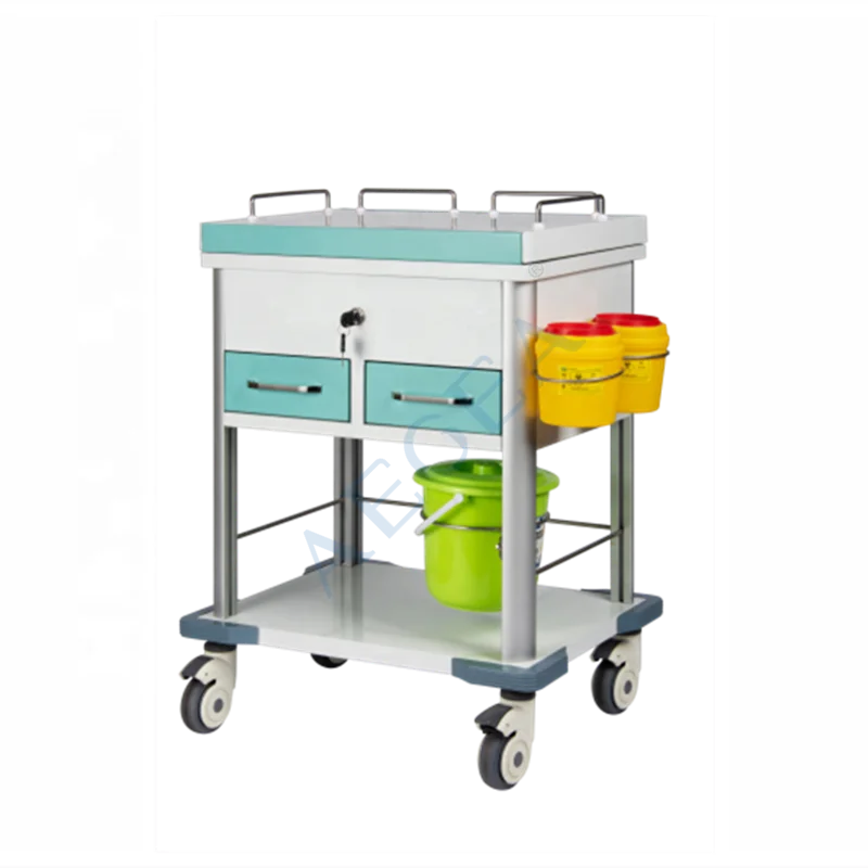 AG-MT033 CE ISO два ящика порошковое покрытие стальной инструмент передвижной медицинский эндоскоп тележка