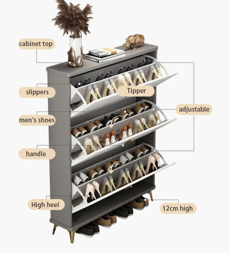 Entrance Winter Shoes Wall Slipper Wood Rack Closed Tipping Bucket Flip Drawer Shoe Racks Cabinets For Small Spaces