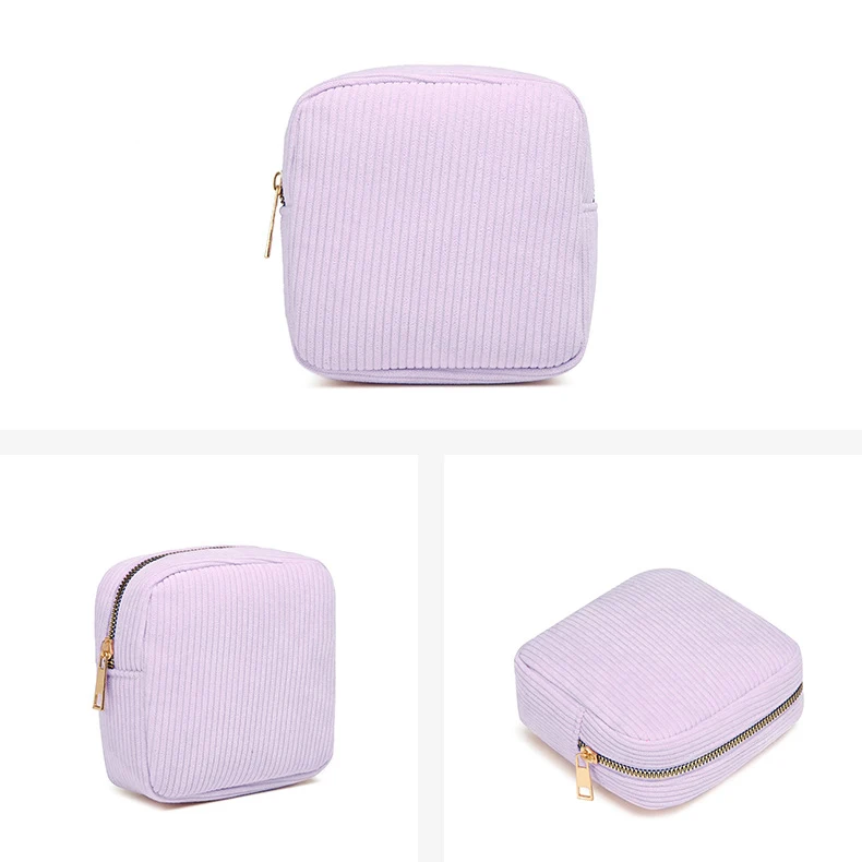 2024 Soft Small Make up Pouch Mini Cosmetics Bag Corduroy Cute Cosmetic Pouch for Women Purse