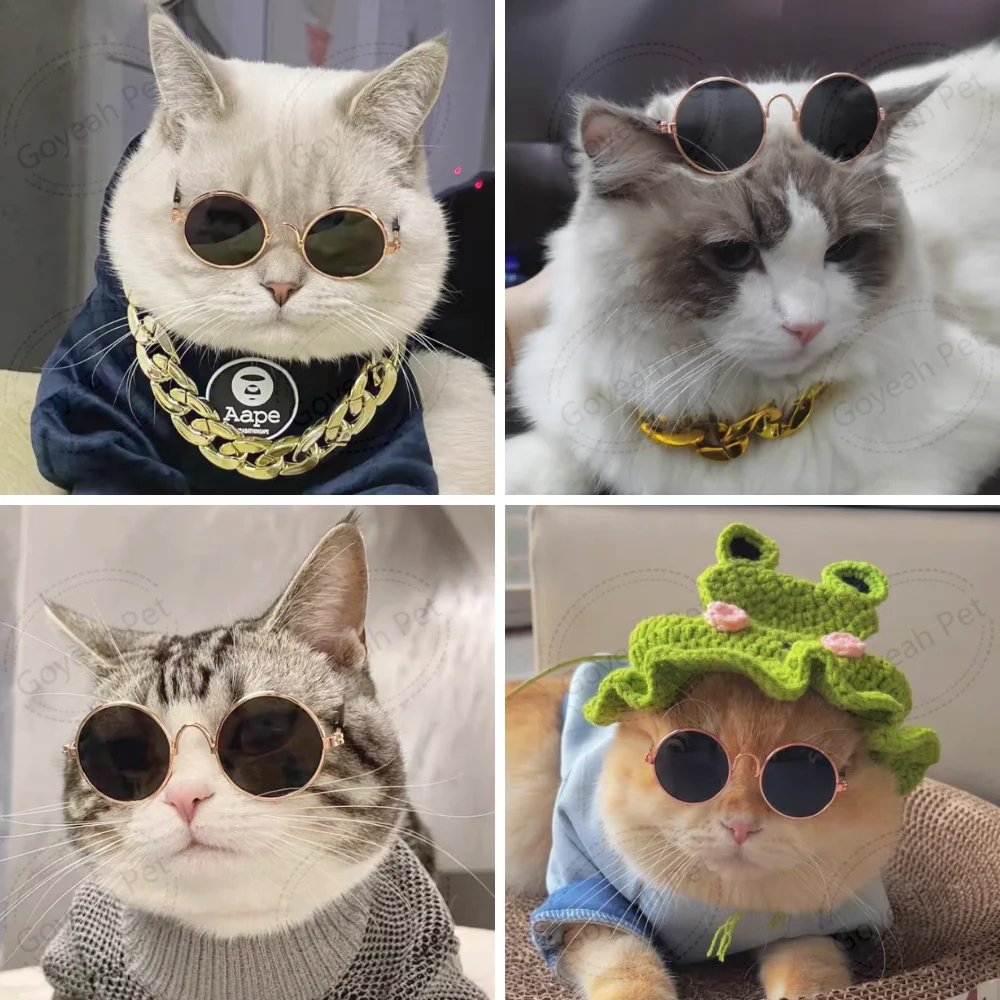 Hot Sale Retro Cat Dog Sunglasses Colorful Pet Cosplay Glasses for Puppy Kitten