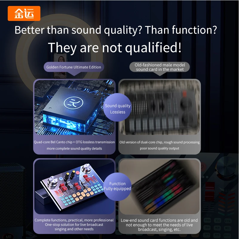 KING LUCKY V18 All In One Kit Professional Podcasting Sound Card Studio Recording Condenser Microphone With Sound Card