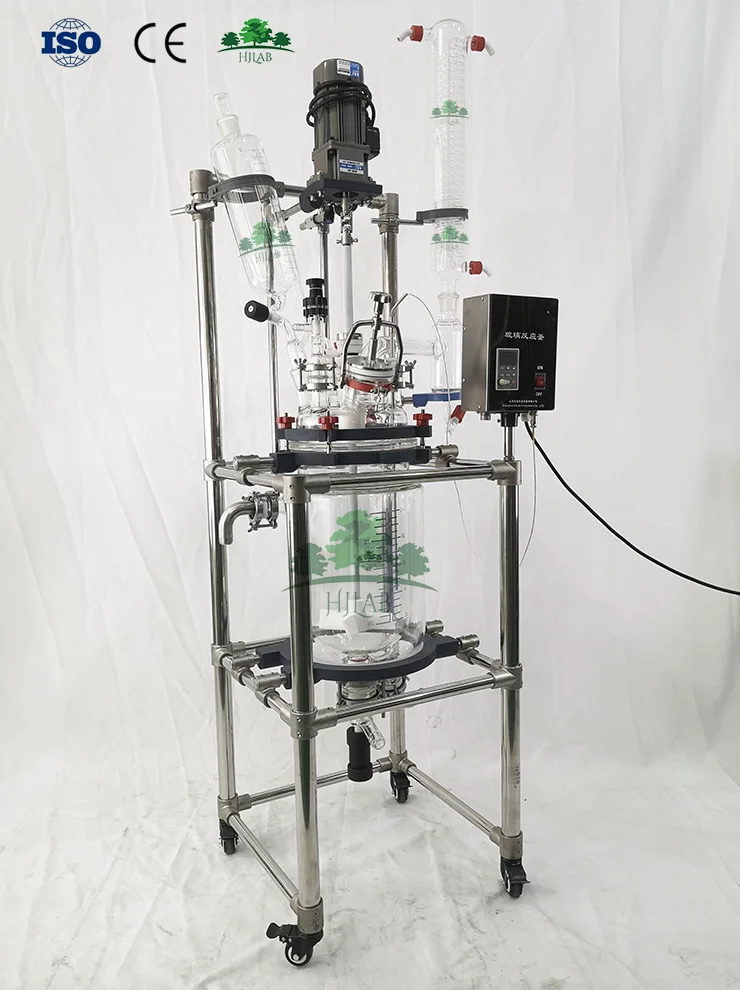 HJLab Chemaical Lined explosion-proof 10L Jacketed Glass Reactor manufacturer with High quality