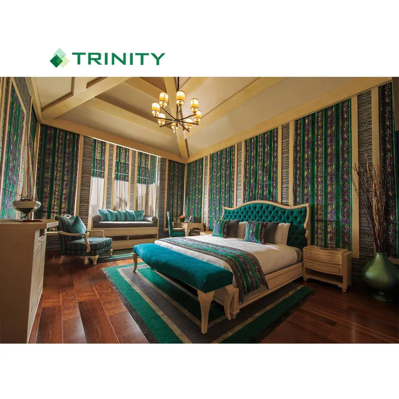 Современный комплект кровати большого размера деревянный дизайн королевская роскошная мебель для спальни в отеле