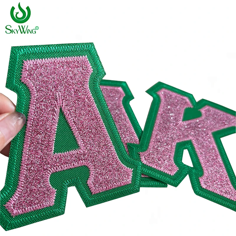 Shiny Stitch Glitter Greek Separated Letters AKA Sorority Custom Sequined letters Embroidered Iron patches for Shirts
