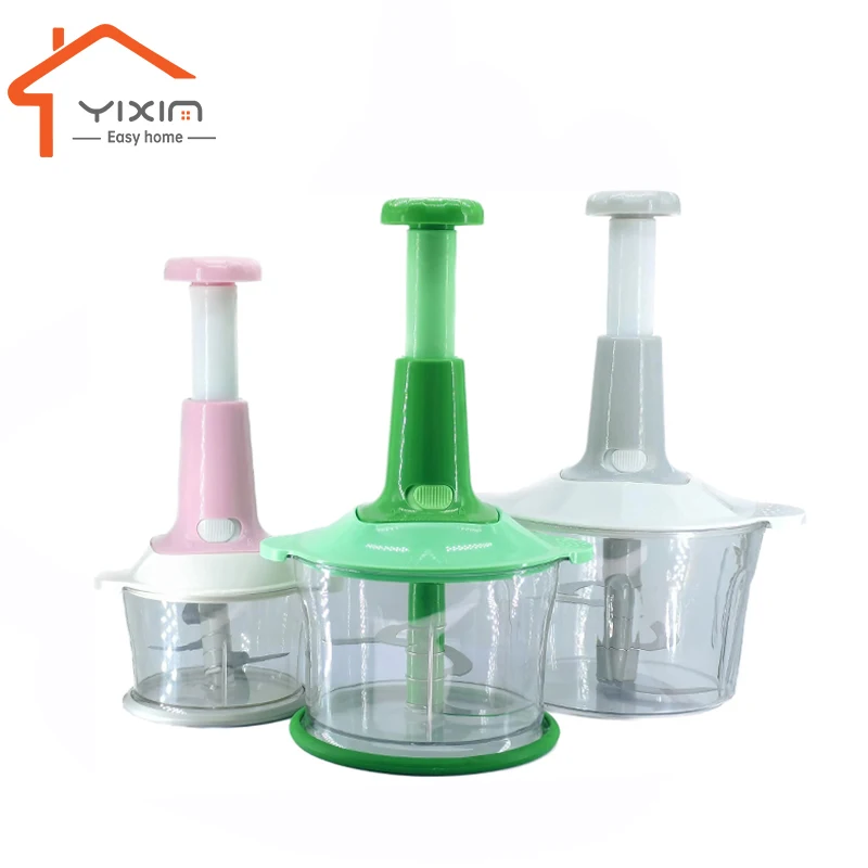 Customization Multifunction Garlic Grinding Plastic Hand-press Down Food cutter vegetable manual push chopper