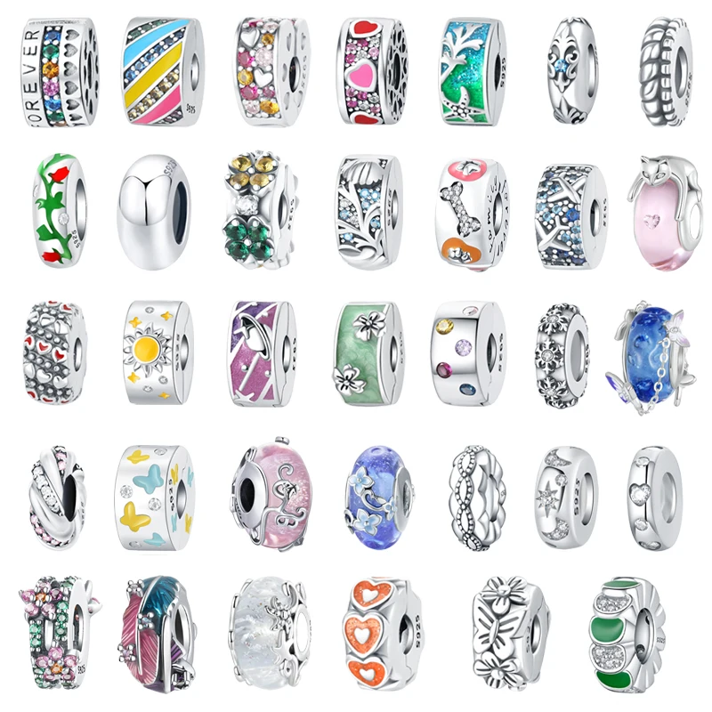 925 Silver Exquisite Flower Butterfly Isolation Bead Charm spacers Positioning Buckle Bead Suitable For Bracelet DIY Accessories