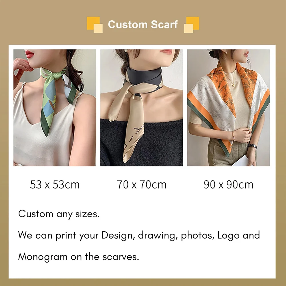 Chinese Manufacturer Various Designs Custom Twill Scarf Satin Scarf 90X90 Silk Scarves For Lady Foulard En Soie