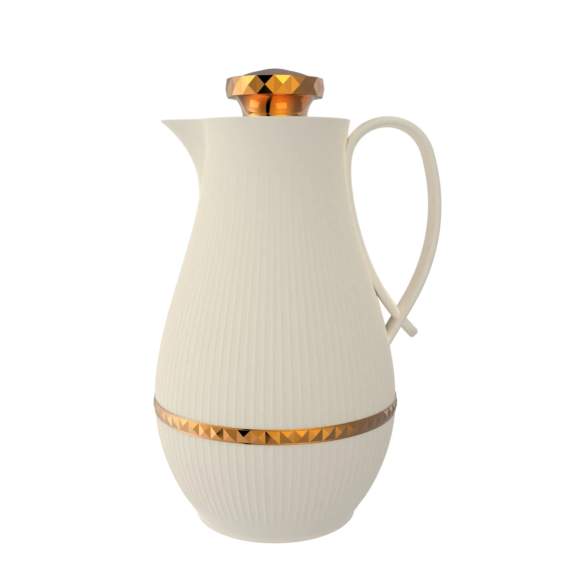 1000ML Promotional Glass Arabic Coffee Pot Gold Coating Tea Jug With Bright Appearance Dallah Thermos For Arabic Coffee