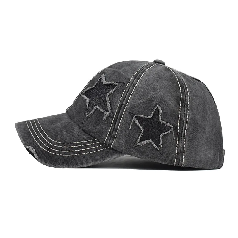 Custom High Quality Adult Baseball Hats Sequin Stars Hole Pentagram Baseball Cap
