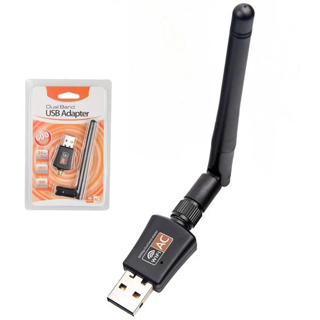 Оптовая продажа, беспроводная сетевая карта, приемник Wi-Fi, 600 м, 2 дБ, настольный ноутбук, usb передатчик с высоким коэффициентом усиления, двухдиапазонный Wi-Fi адаптер