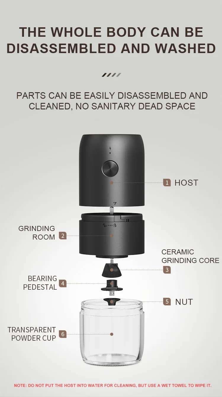 Automatic coffee baking and grinding machine One press for grinding   power off automatically when finished